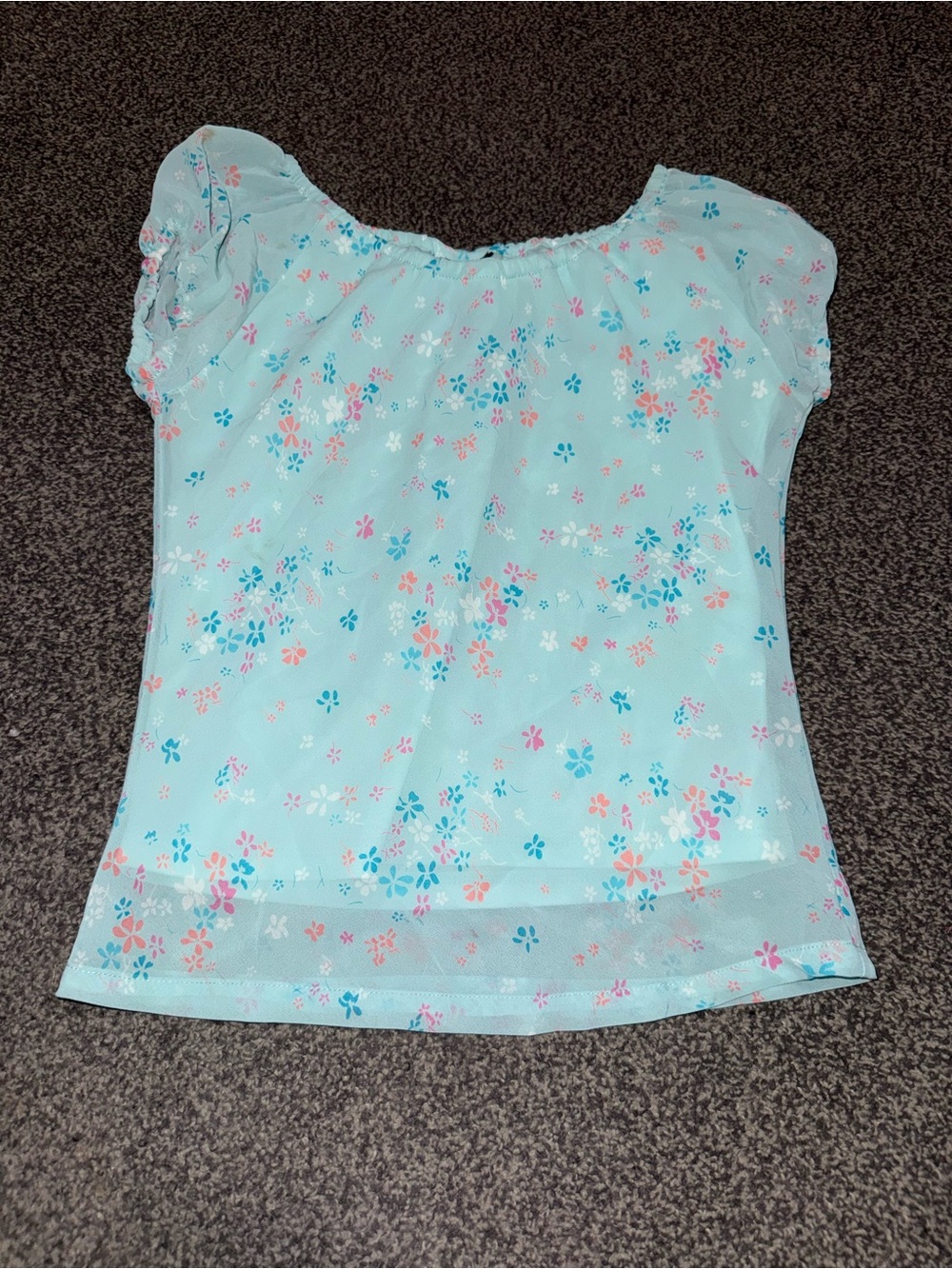 Vintage Y2K Girls Floral Chiffon Blouse Size 7/8 Pastel Fairycore